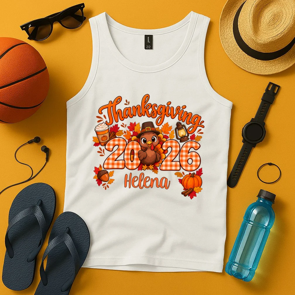 Personalized Turkey Thanksgiving Men's Tank Top - Front 3