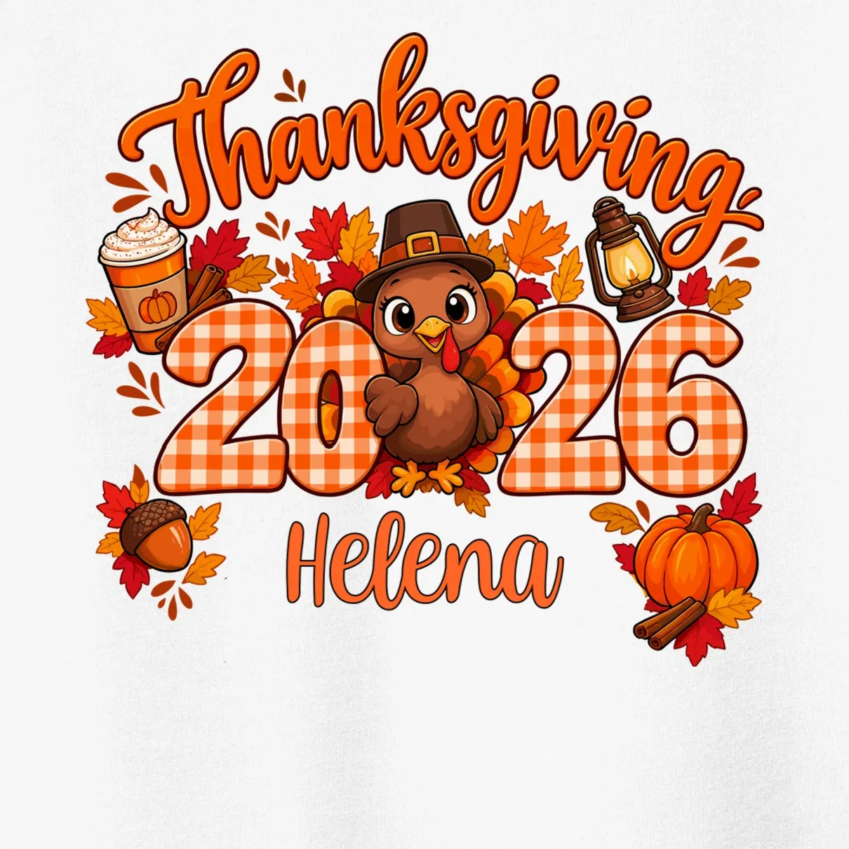 Personalized Turkey Thanksgiving Toddler T-Shirt - Front - Close-up