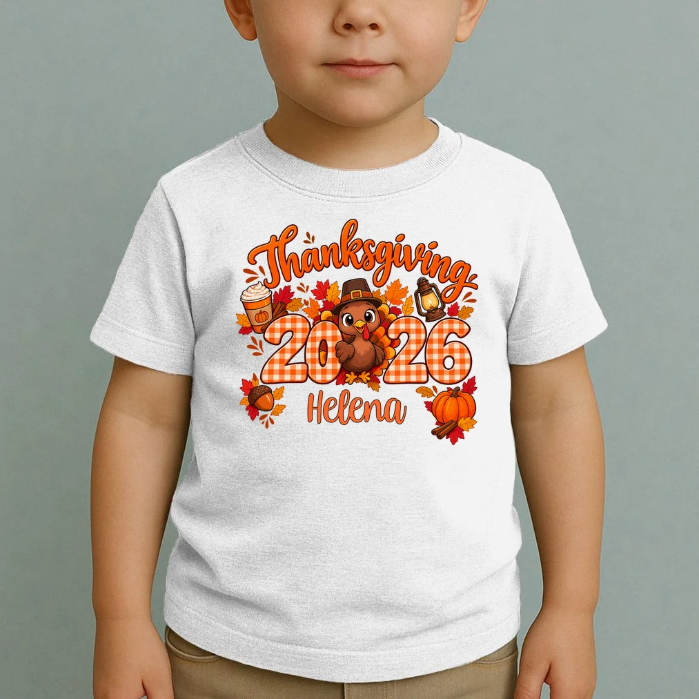 Personalized Turkey Thanksgiving Toddler T-Shirt - Front 1