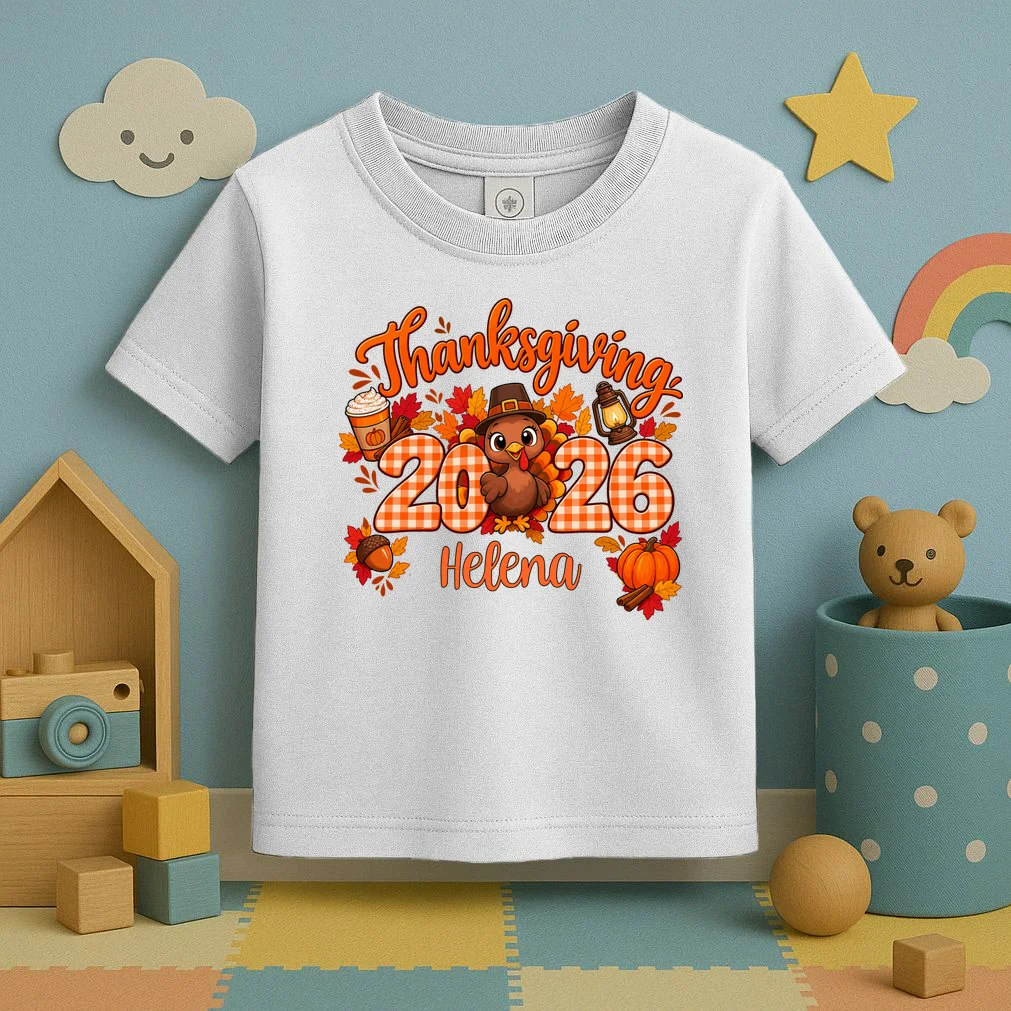 Personalized Turkey Thanksgiving Toddler T-Shirt - Front 2