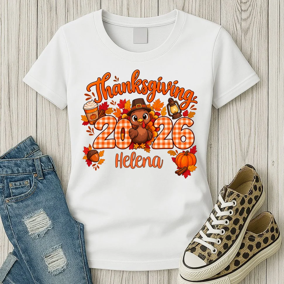 Personalized Turkey Thanksgiving Women's T-Shirt - Front 2