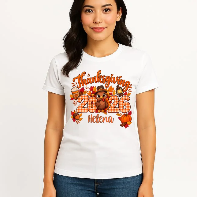Personalized Turkey Thanksgiving Women's T-Shirt - Front 3