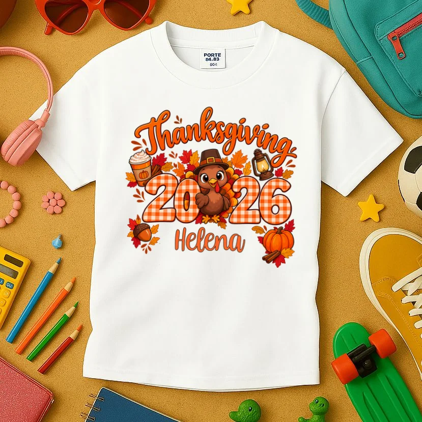 Personalized Turkey Thanksgiving Kids T-Shirt - Front 2