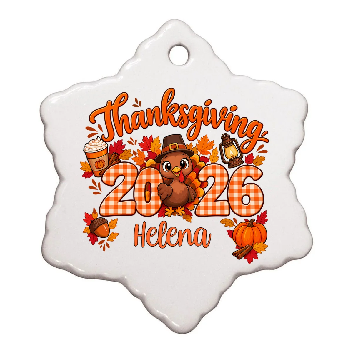 Personalized Turkey Thanksgiving - Custom Turkey Day Ornament - Front