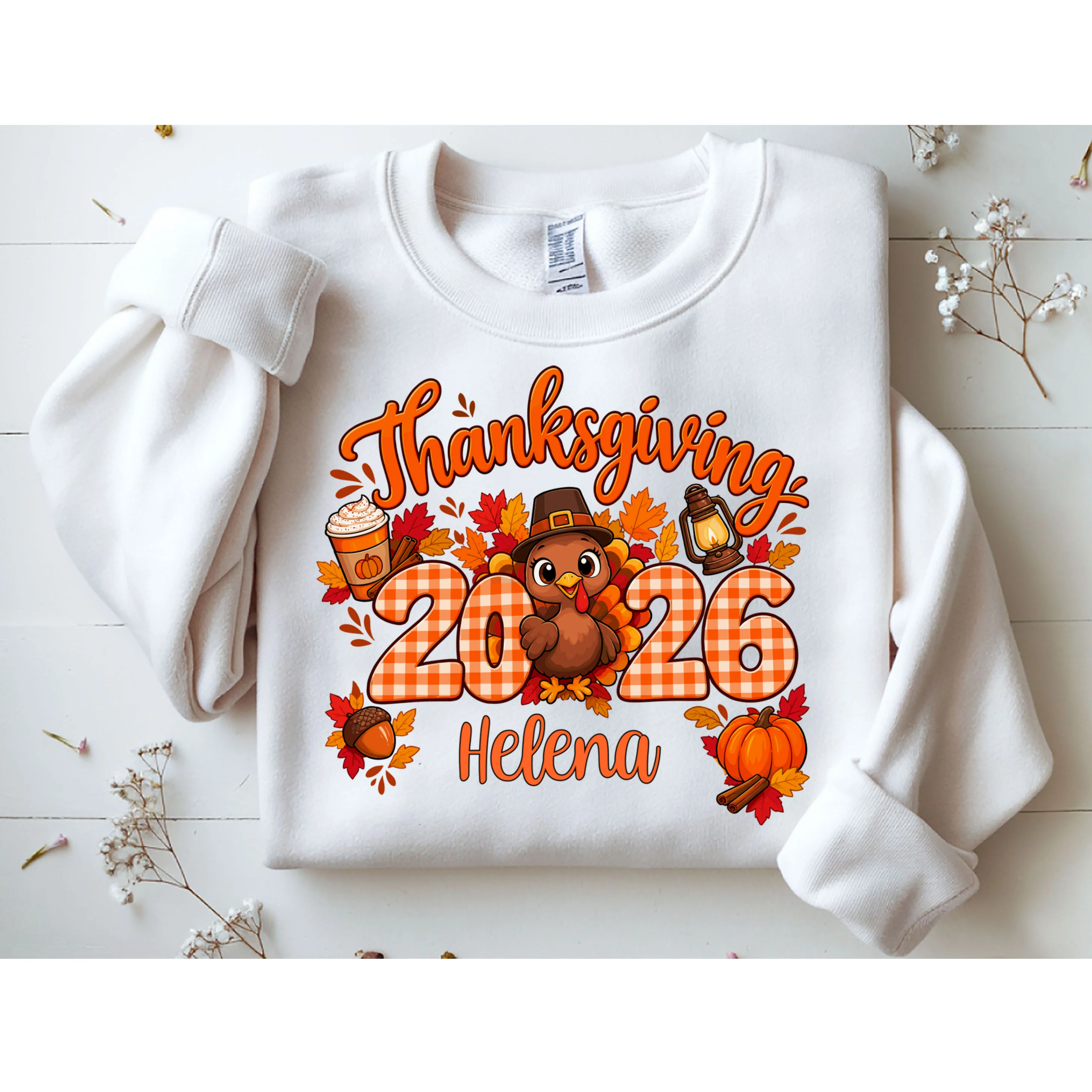 Personalized Turkey Thanksgiving  - Custom Turkey Day Men's Sweatshirt - Front 1