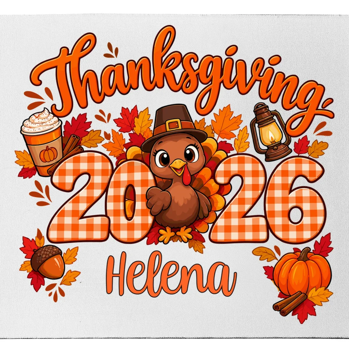 Personalized Turkey Thanksgiving - Custom Turkey Day Mouse Pad - Front - Close-up