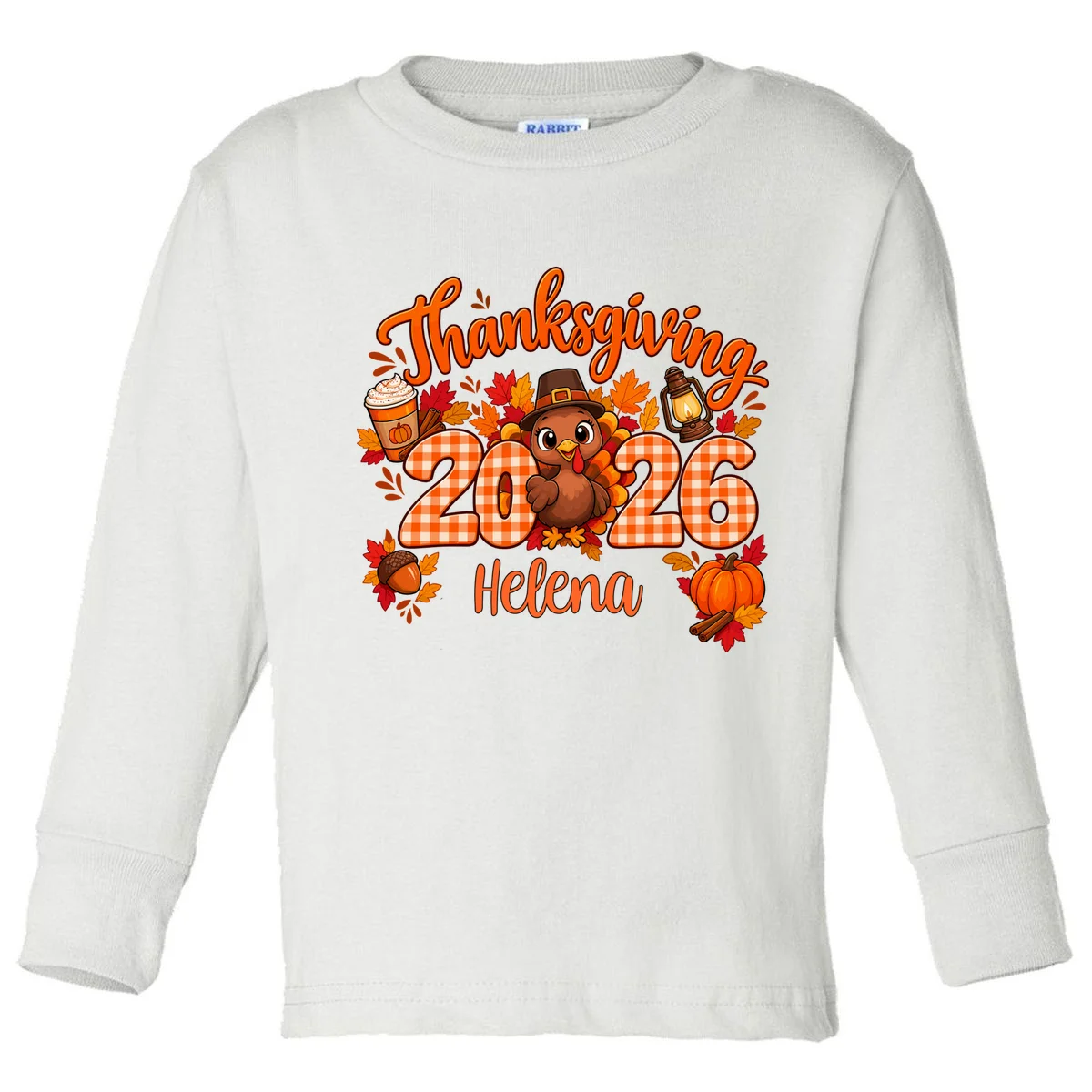 Personalized Turkey Thanksgiving - Custom Turkey Day Toddler Long Sleeve Shirt - Front