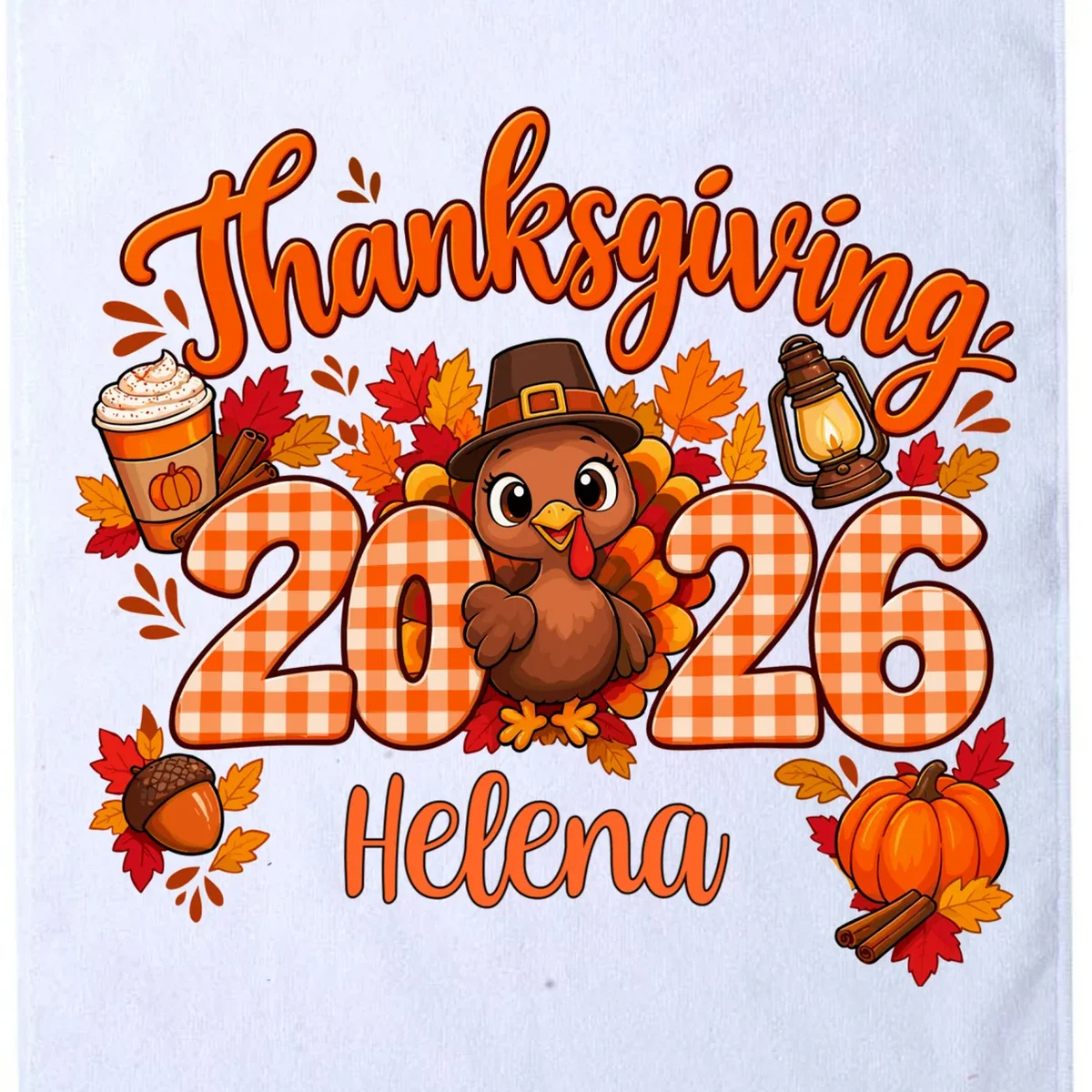 Personalized Turkey Thanksgiving - Custom Turkey Day Golf Towel - Front - Close-up