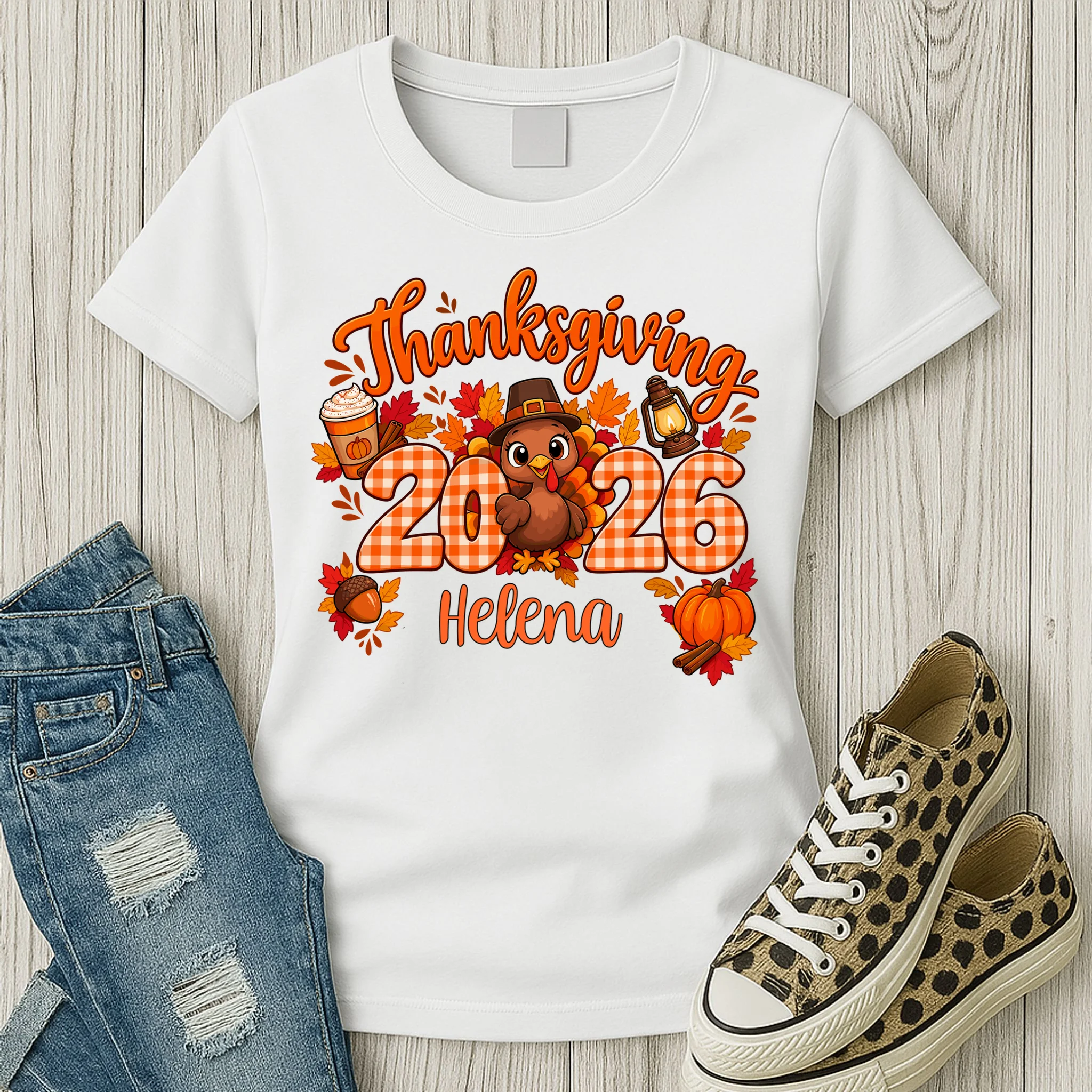 Personalized Turkey Thanksgiving - Custom Turkey Day Women's T-Shirt - Front 2