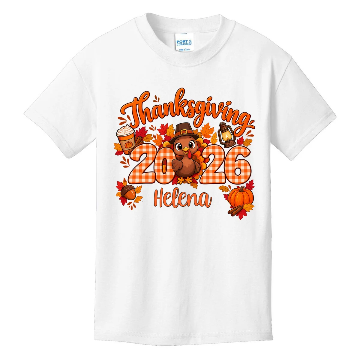 Personalized Turkey Thanksgiving - Custom Turkey Day Kids T-Shirt - Front