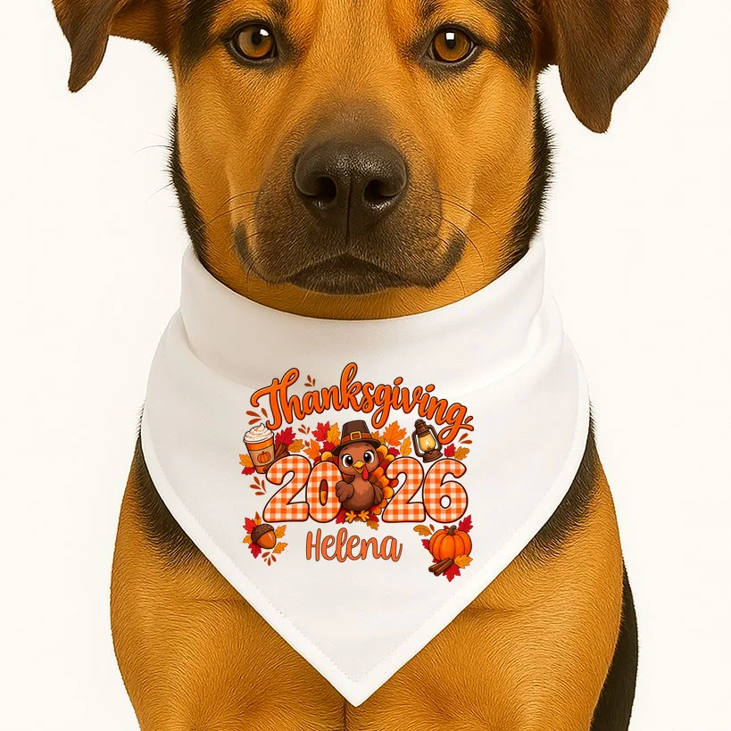 Personalized Turkey Thanksgiving Shirt - Custom Turkey Day Dog Bandana - Front 1