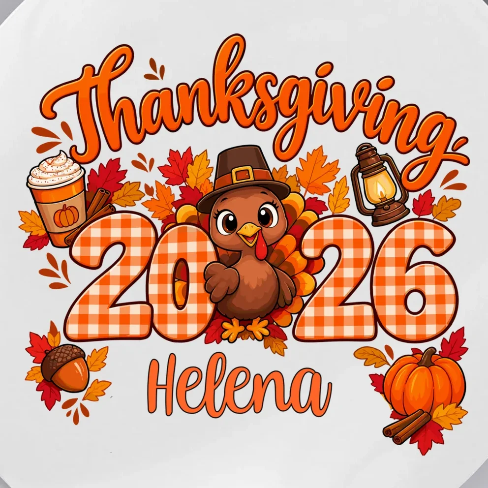 Personalized Turkey Thanksgiving Shirt - Custom Turkey Day Button - Front - Close-up