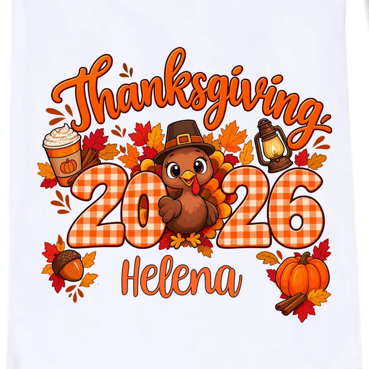 Personalized Turkey Thanksgiving Shirt - Custom Turkey Day Drawstring Bag - Front - Close-up