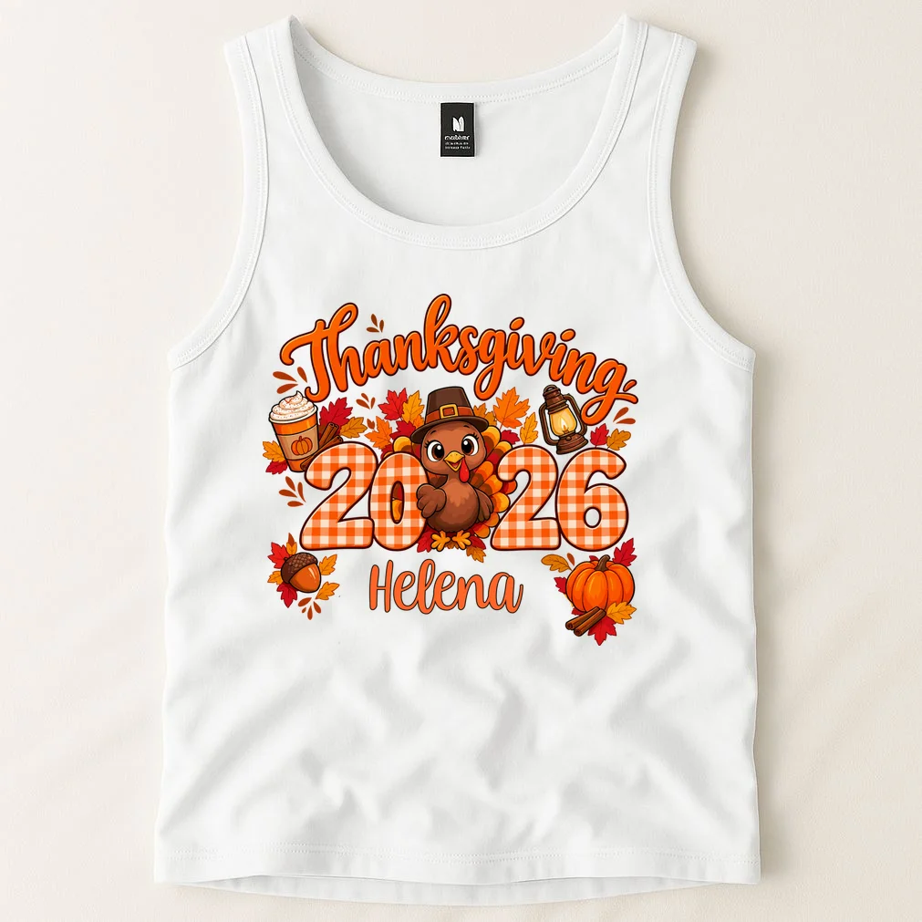 Personalized Turkey Thanksgiving Shirt - Custom Turkey Day Men's Tank Top - Front 1