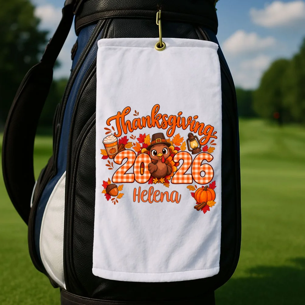 Personalized Turkey Thanksgiving Shirt - Custom Turkey Day Golf Towel - Front 2