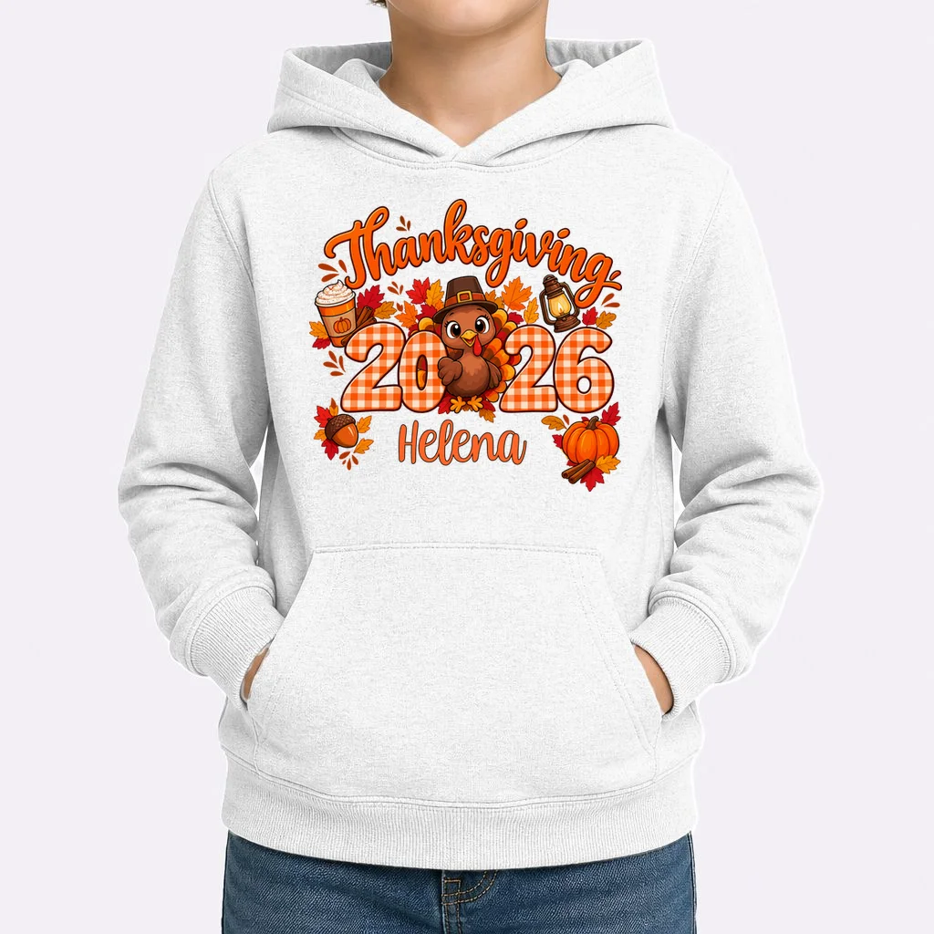 Personalized Turkey Thanksgiving Shirt - Custom Turkey Day Kids Hoodie - Front 1