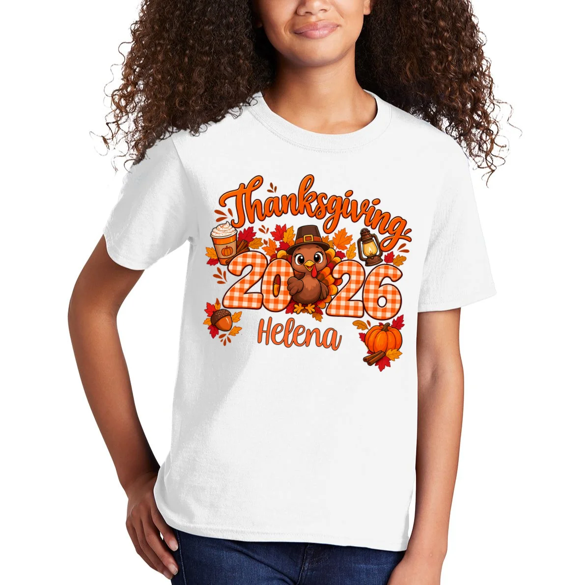 Personalized Turkey Thanksgiving Shirt - Custom Turkey Day Kids T-Shirt - Front 1