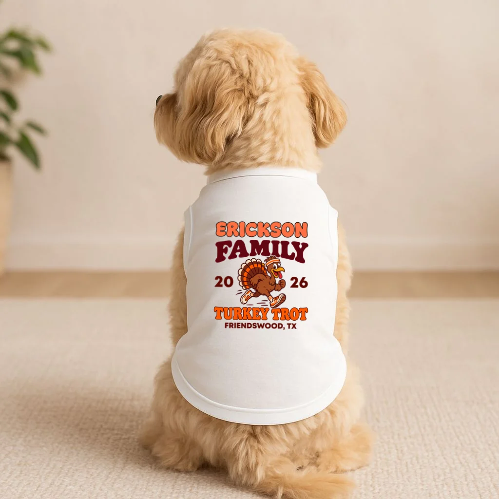 Personalized Turkey Trot Family Name Doggie Tank - Front 1