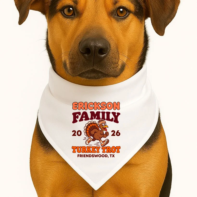Personalized Turkey Trot Family Name Dog Bandana - Front 1