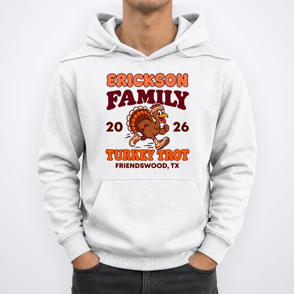 Personalized Turkey Trot Family Name Men's Hoodie - Front 1