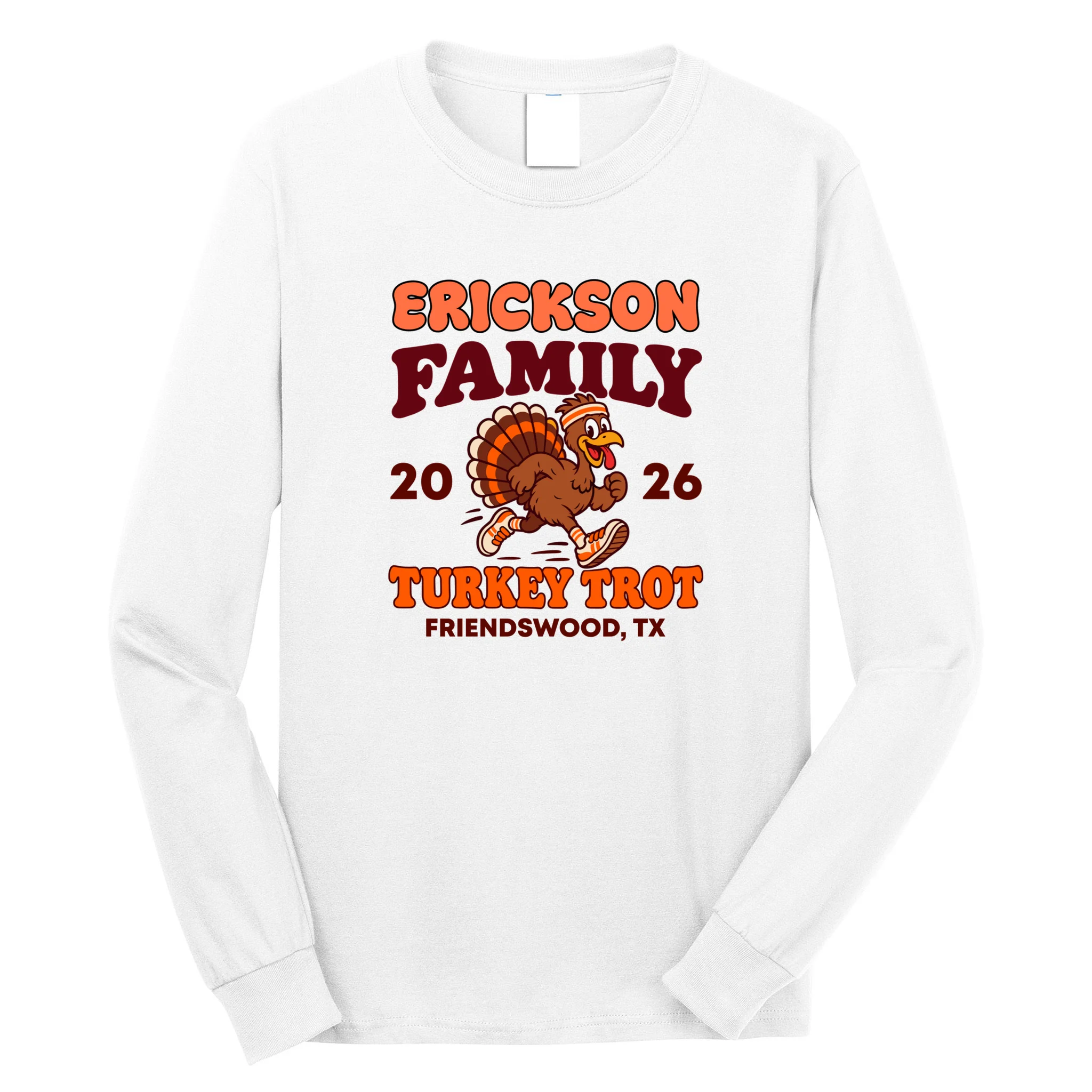 Personalized Turkey Trot Family Name Men's Long Sleeve Shirt - Front