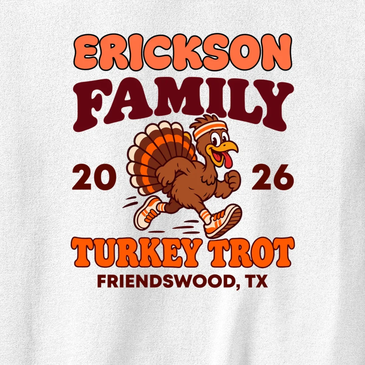 Personalized Turkey Trot Family Name Men's Sweatshirt - Front - Close-up