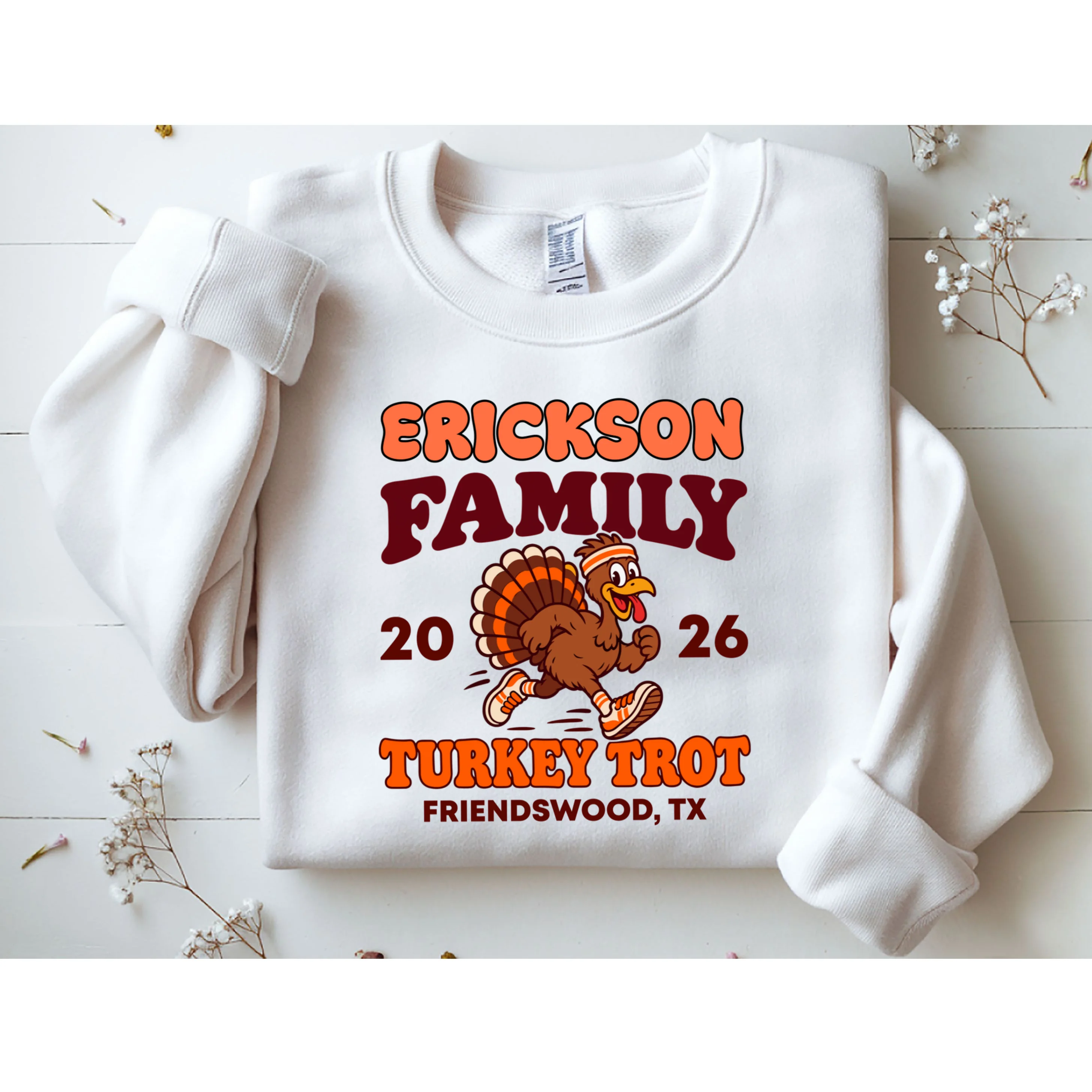 Personalized Turkey Trot Family Name Men's Sweatshirt - Front 1