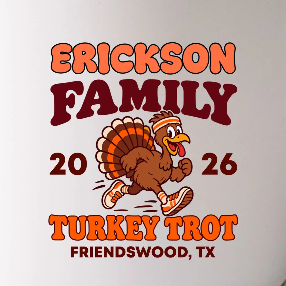 Personalized Turkey Trot Family Name Mug - Front - Close-up