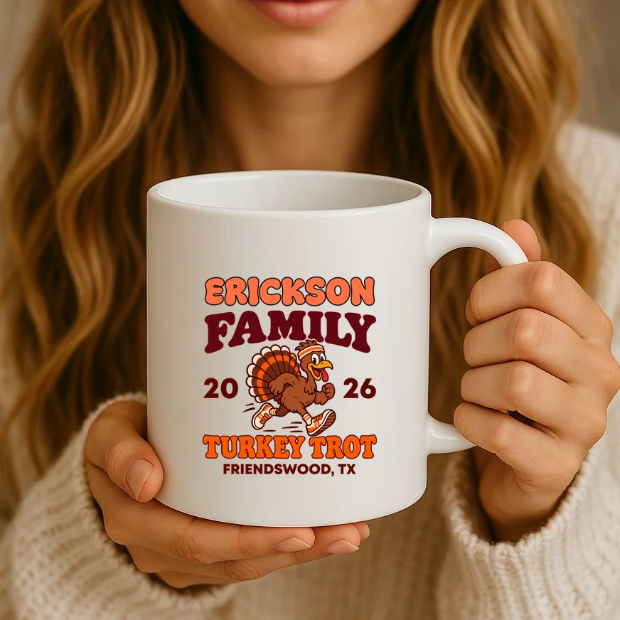 Personalized Turkey Trot Family Name Mug - Front 2