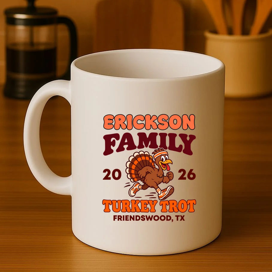 Personalized Turkey Trot Family Name Mug - Front 3