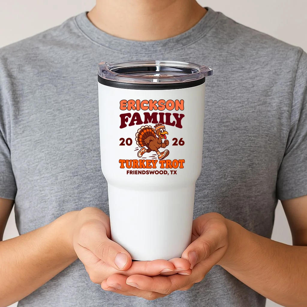 Personalized Turkey Trot Family Name 20oz Tumbler - Front 1