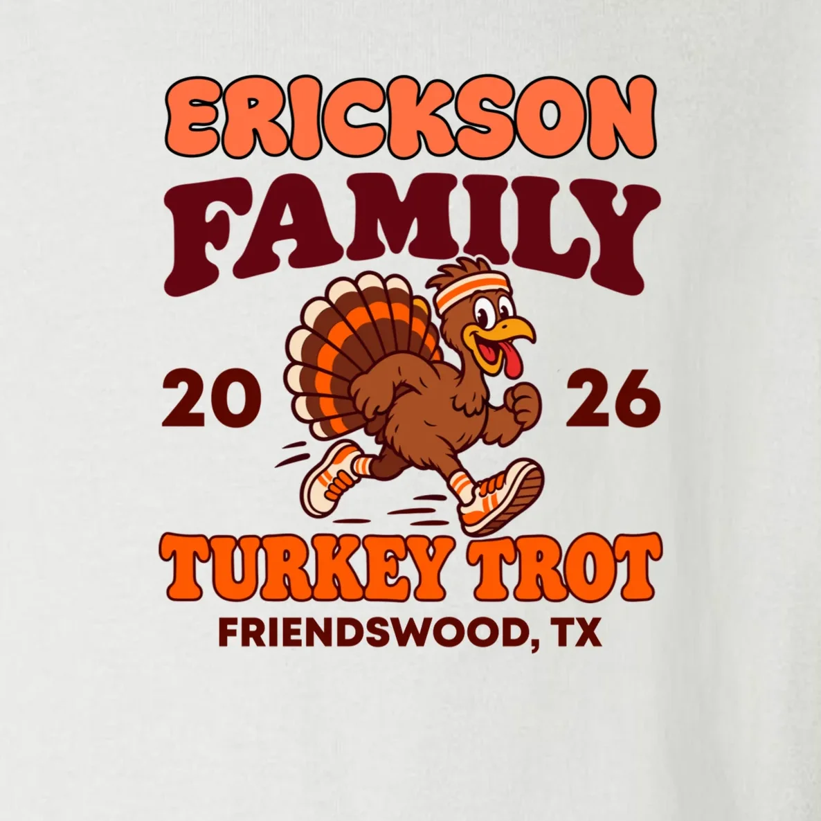 Personalized Turkey Trot Family Name Toddler Long Sleeve Shirt - Front - Close-up