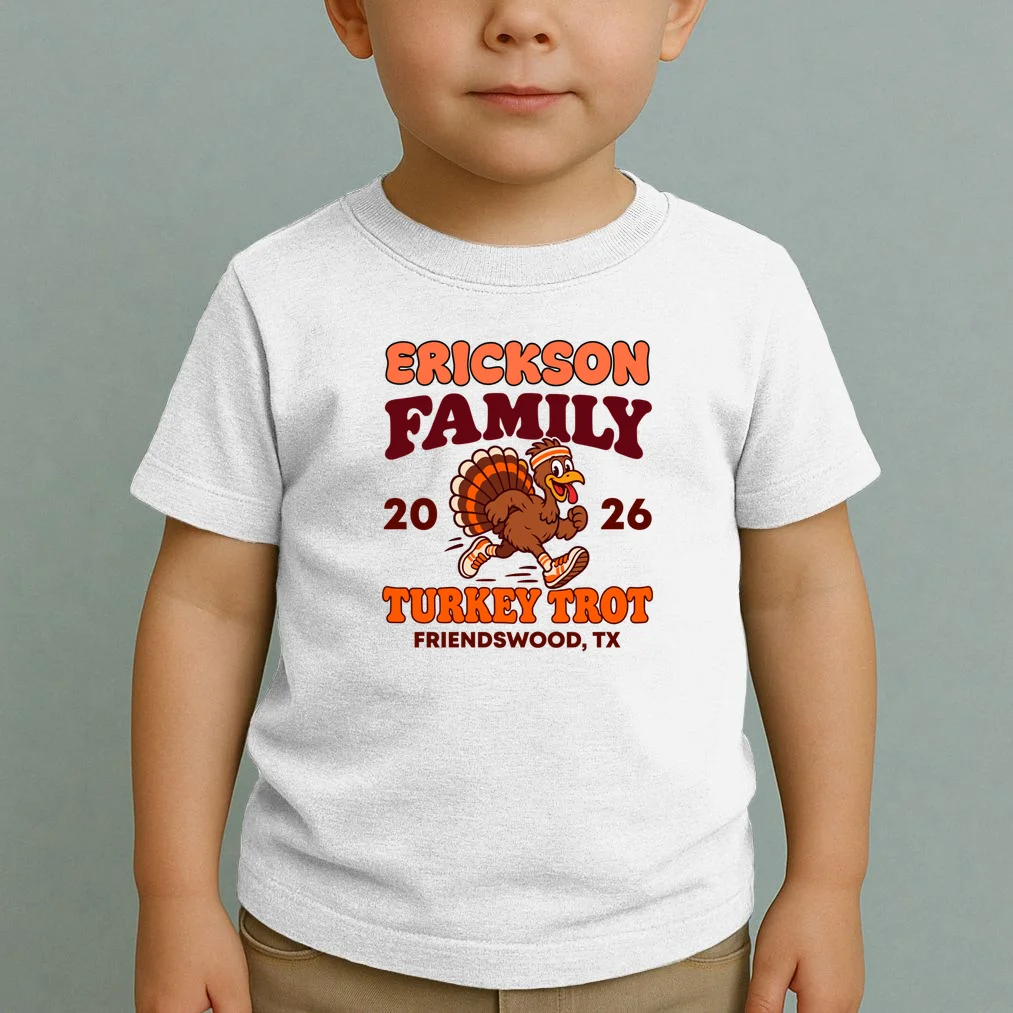 Personalized Turkey Trot Family Name Toddler T-Shirt - Front 1