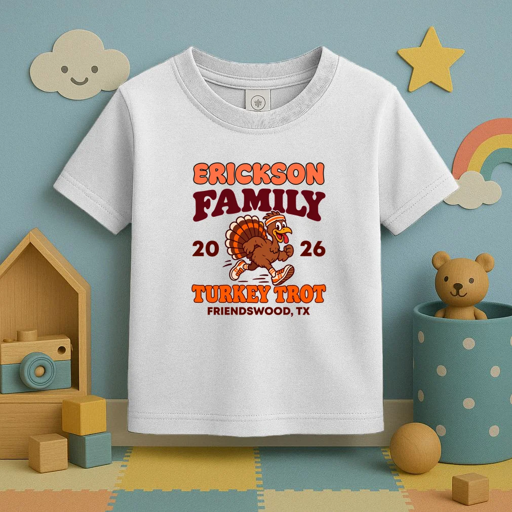 Personalized Turkey Trot Family Name Toddler T-Shirt - Front 2