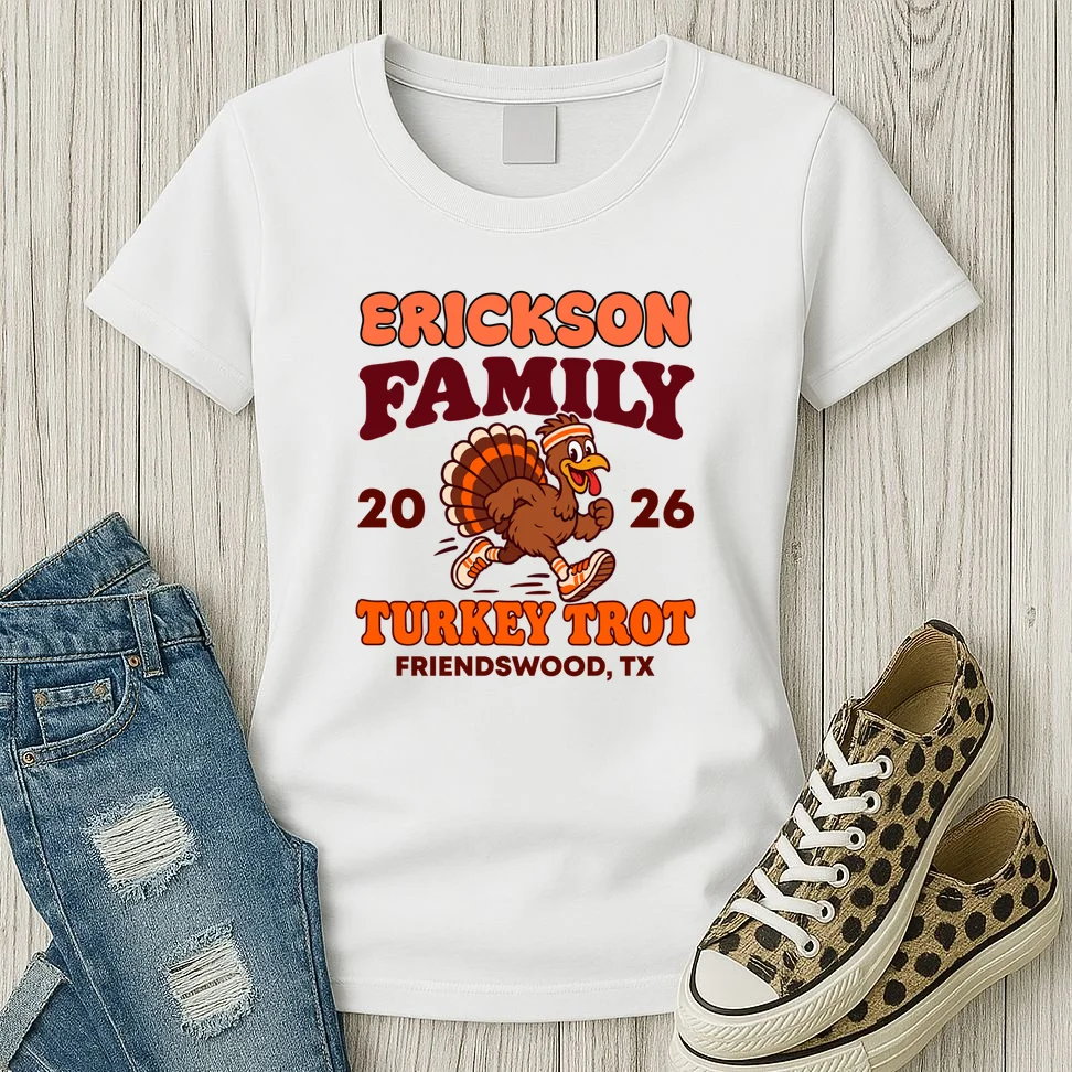Personalized Turkey Trot Family Name Women's T-Shirt - Front 2