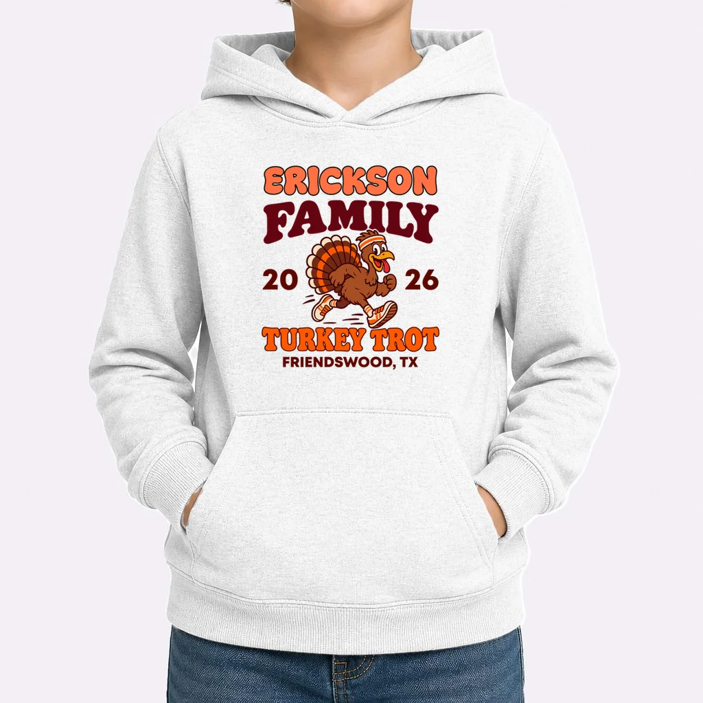 Personalized Turkey Trot Family Name Kids Hoodie - Front 1