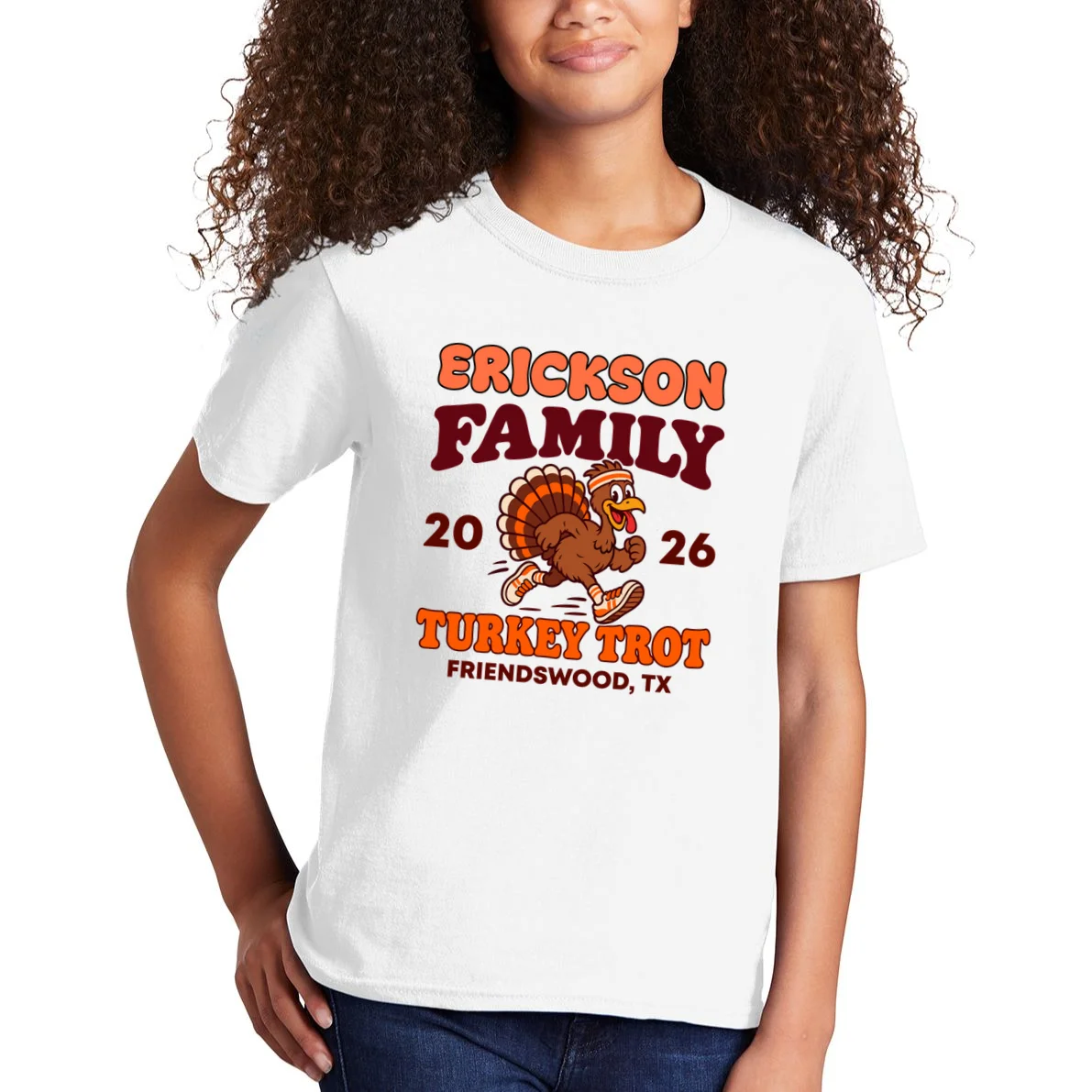 Personalized Turkey Trot Family Name Kids T-Shirt - Front 1