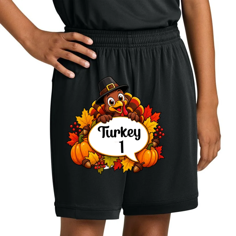 Personalized Thanksgiving Turkey Shirt – Custom Name Fall Design Kids Shorts - Front 1