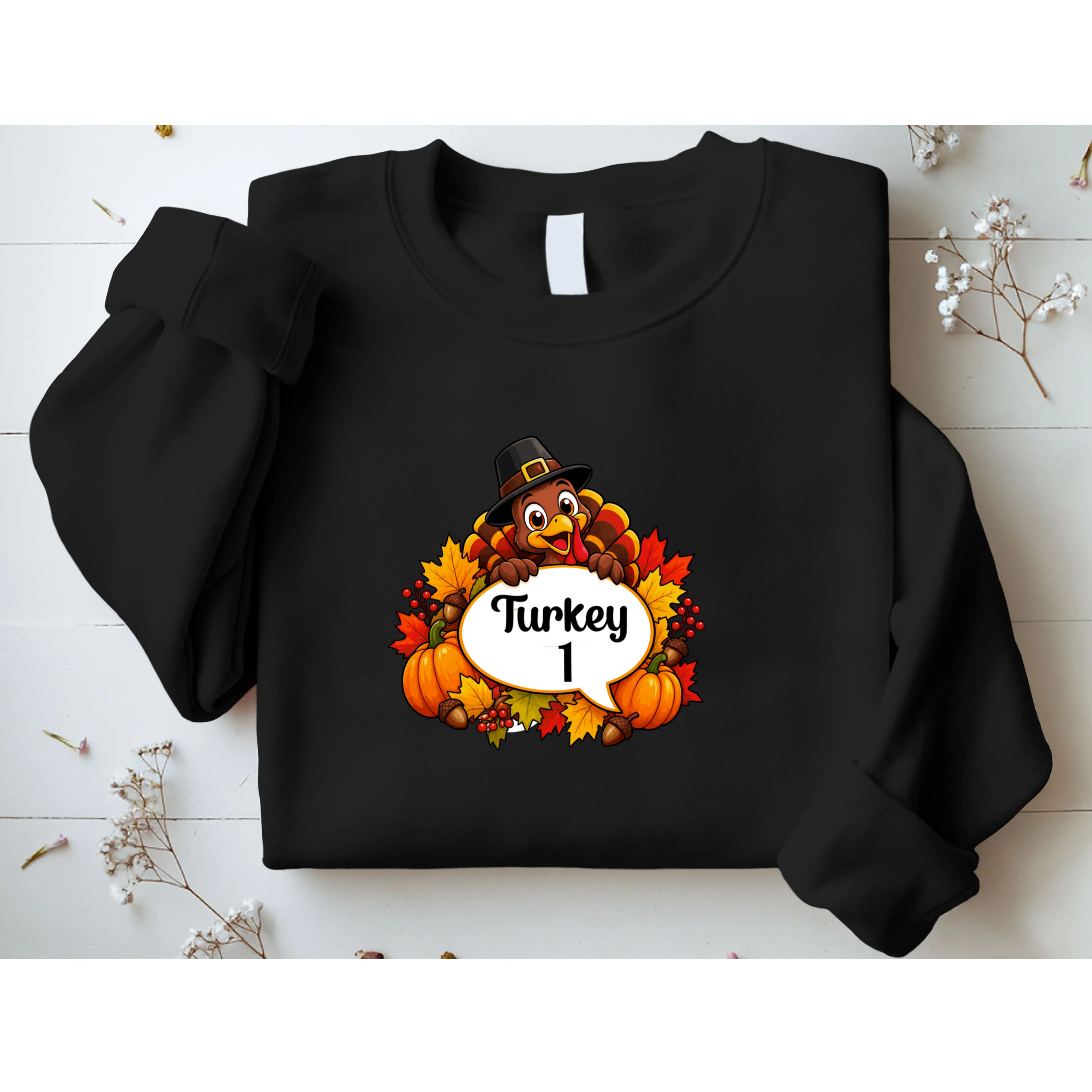 Personalized Thanksgiving Turkey Shirt – Custom Name Fall Design Men's Sweatshirt - Front 1