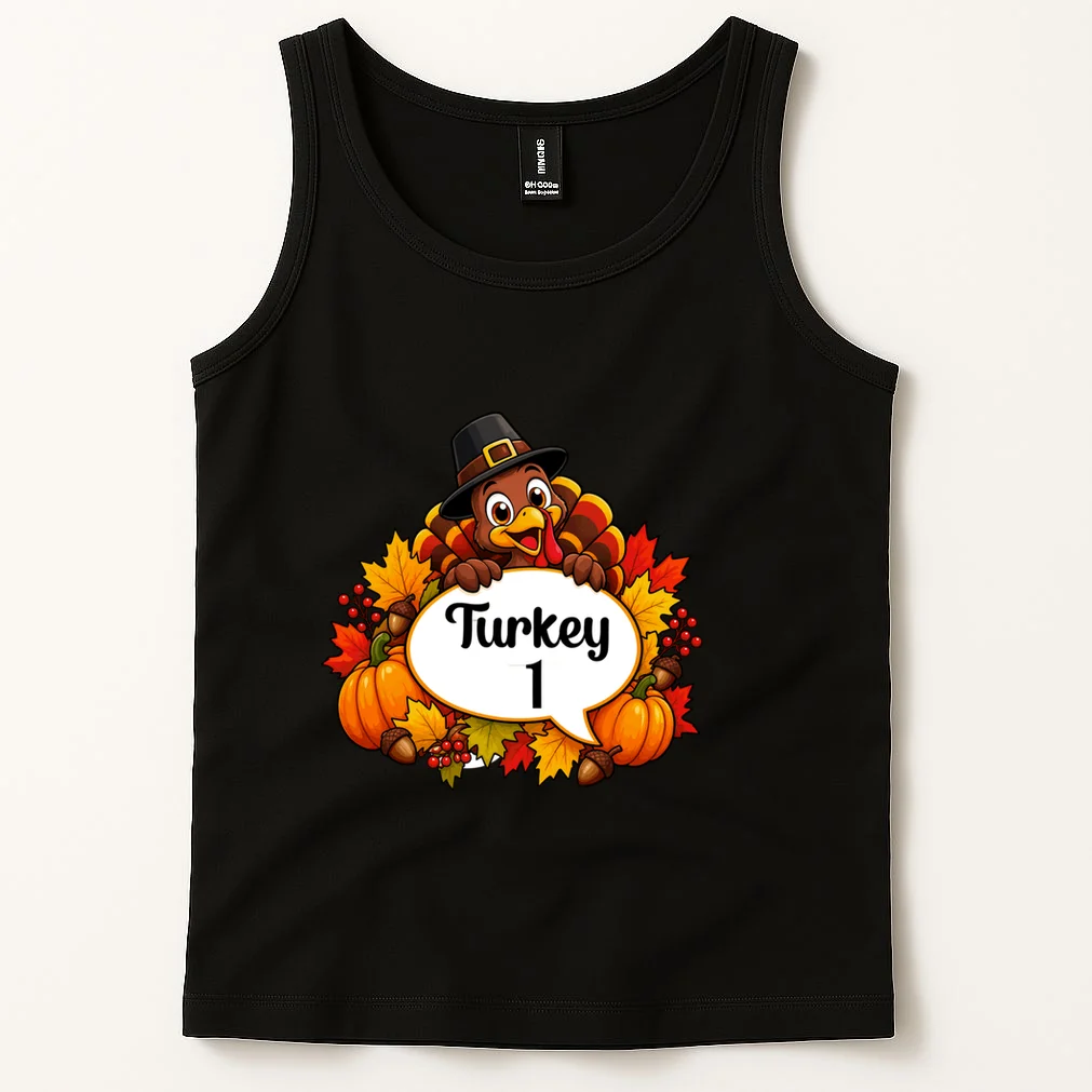 Personalized Thanksgiving Turkey Shirt – Custom Name Fall Design Men's Tank Top - Front 1