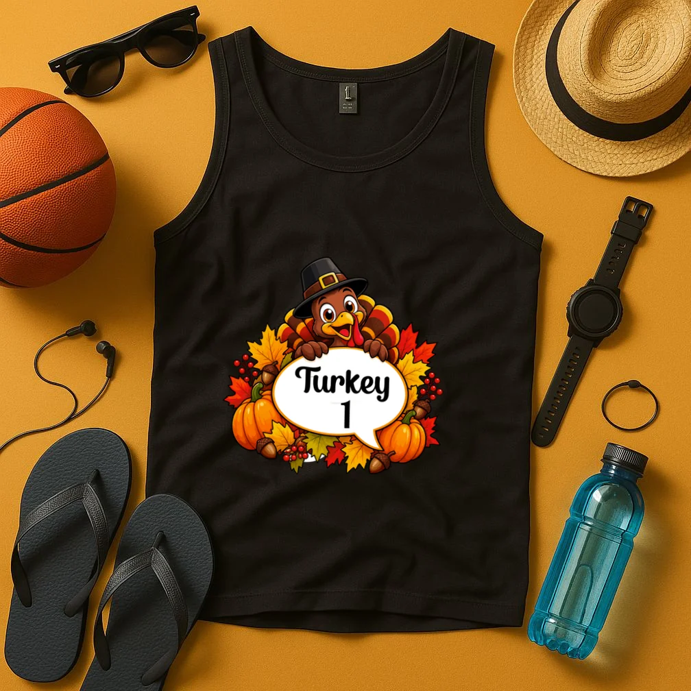Personalized Thanksgiving Turkey Shirt – Custom Name Fall Design Men's Tank Top - Front 3