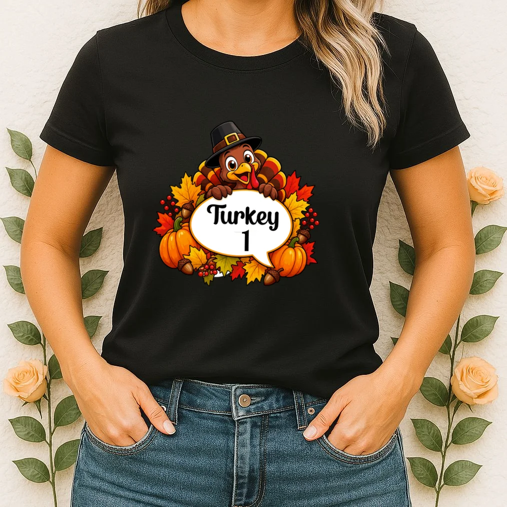 Personalized Thanksgiving Turkey Shirt – Custom Name Fall Design Women's T-Shirt - Front 1