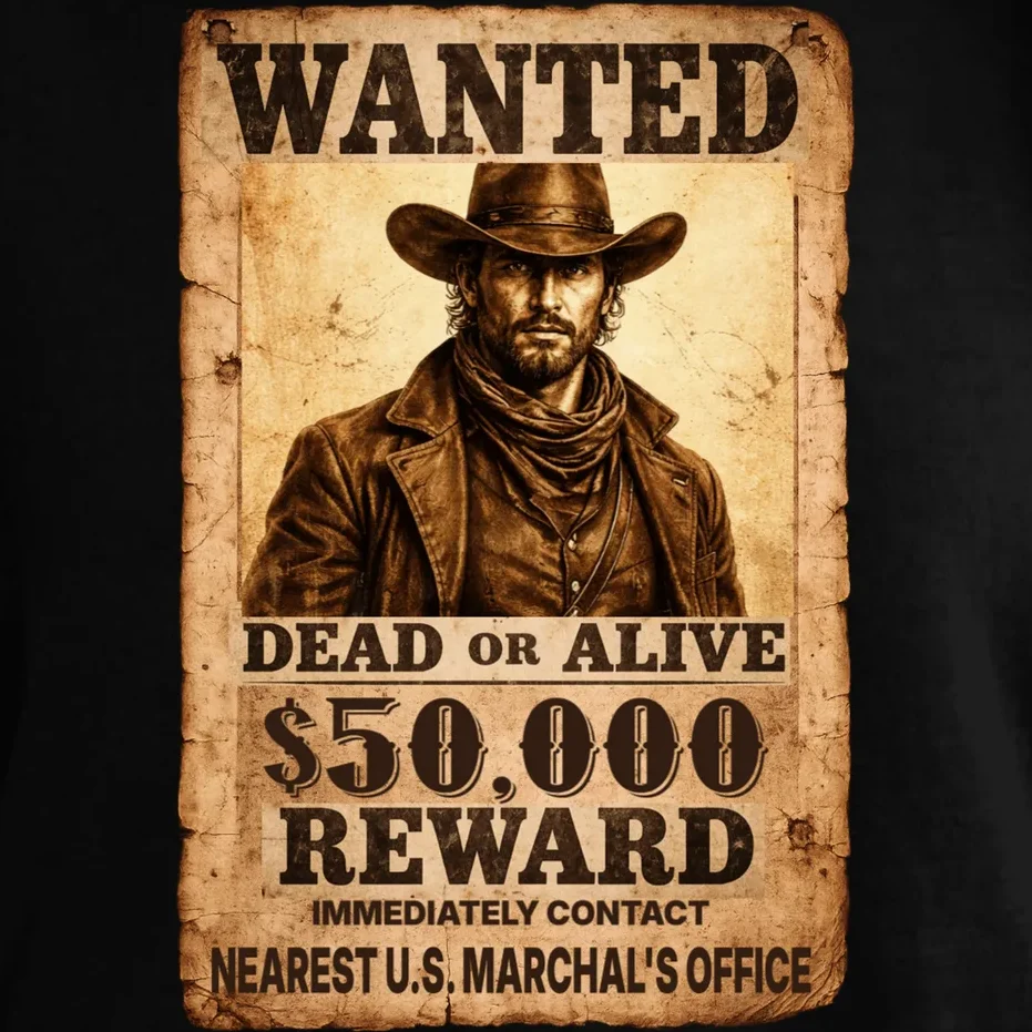 Personalized Wanted Poster Custom Text Comfort Colors Unisex T-Shirt - Front - Close-up