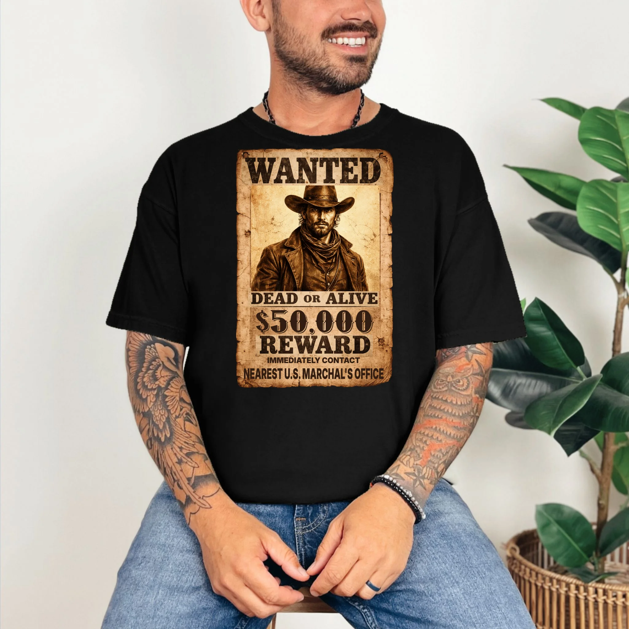 Personalized Wanted Poster Custom Text T-Shirt - Front 2