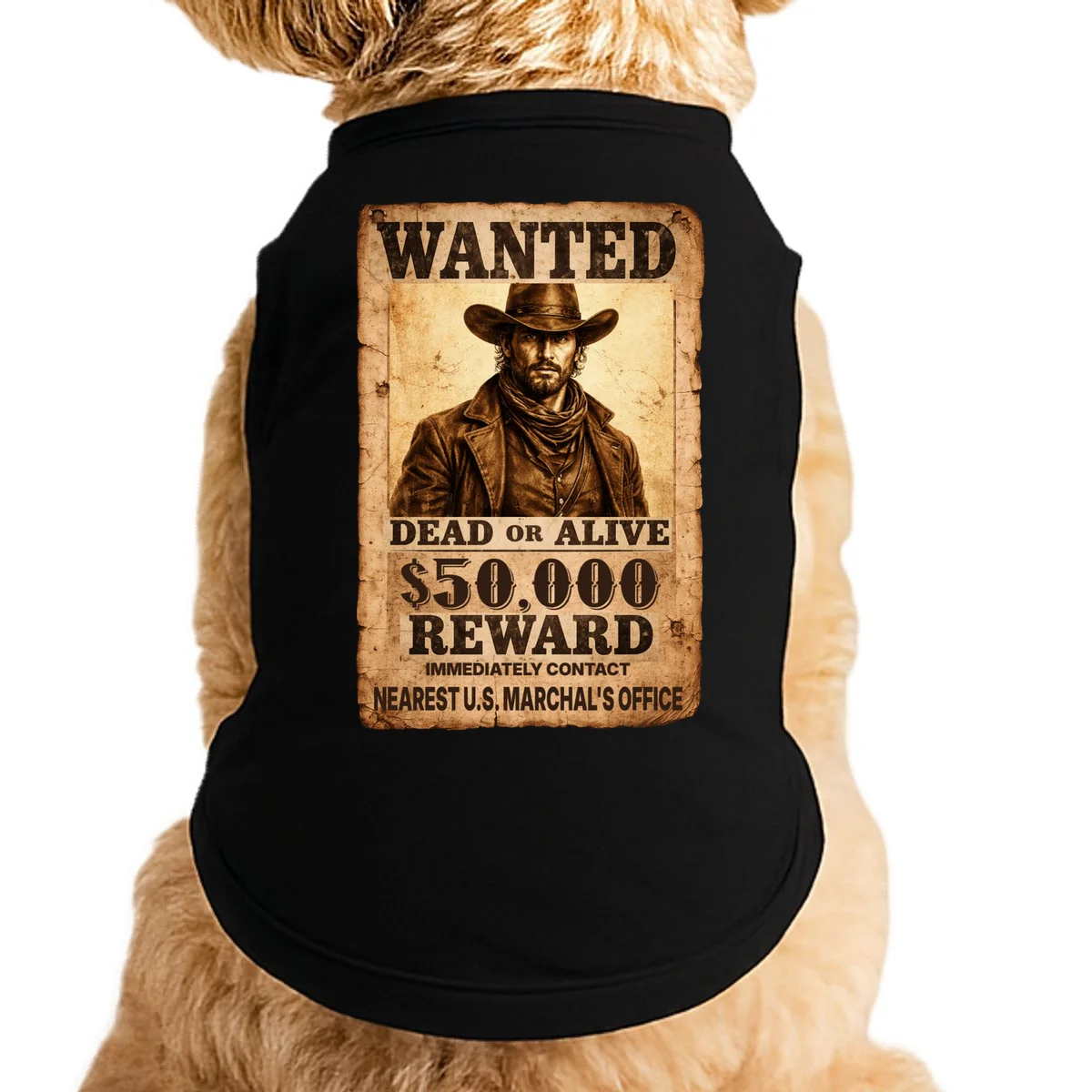 Personalized Wanted Poster Custom Text Doggie Tank - Front