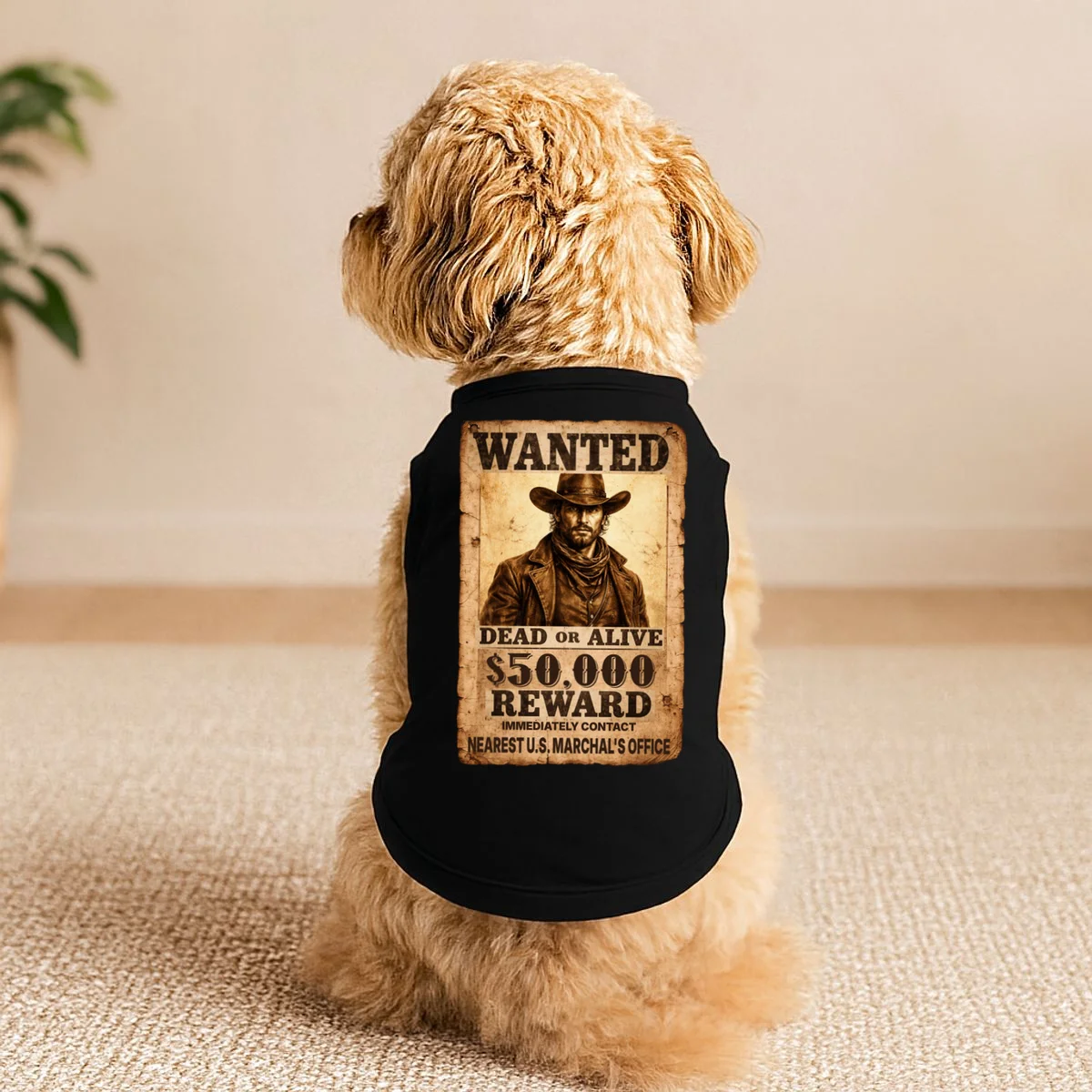 Personalized Wanted Poster Custom Text Doggie Tank - Front 1