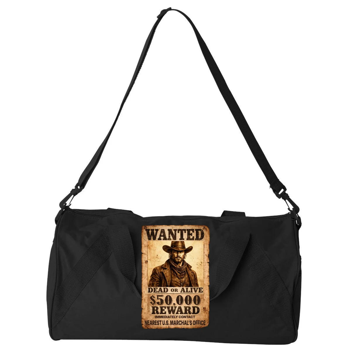 Personalized Wanted Poster Custom Text Duffel Bag - Front