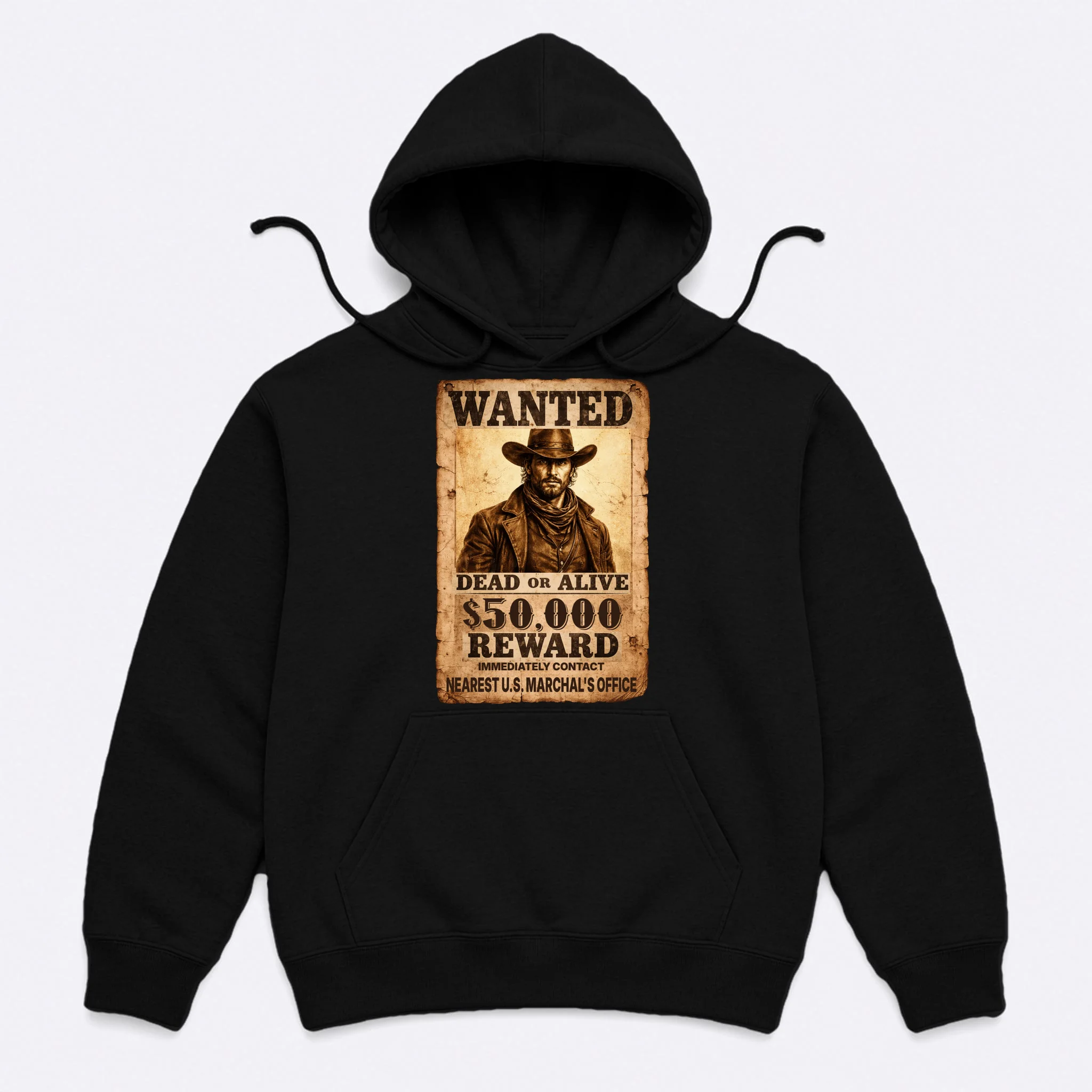 Personalized Wanted Poster Custom Text Men's Hoodie - Front