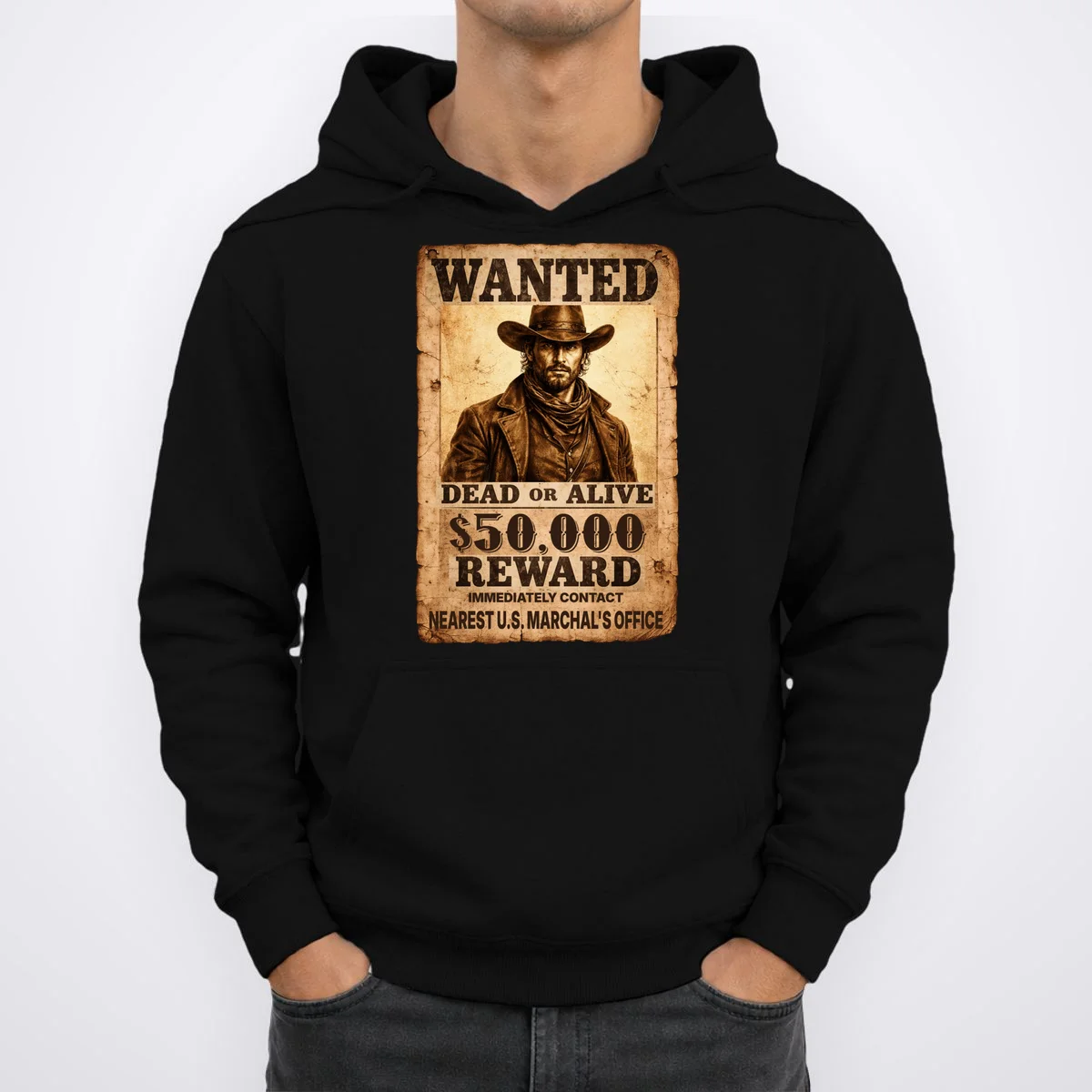 Personalized Wanted Poster Custom Text Hoodie - Front 1