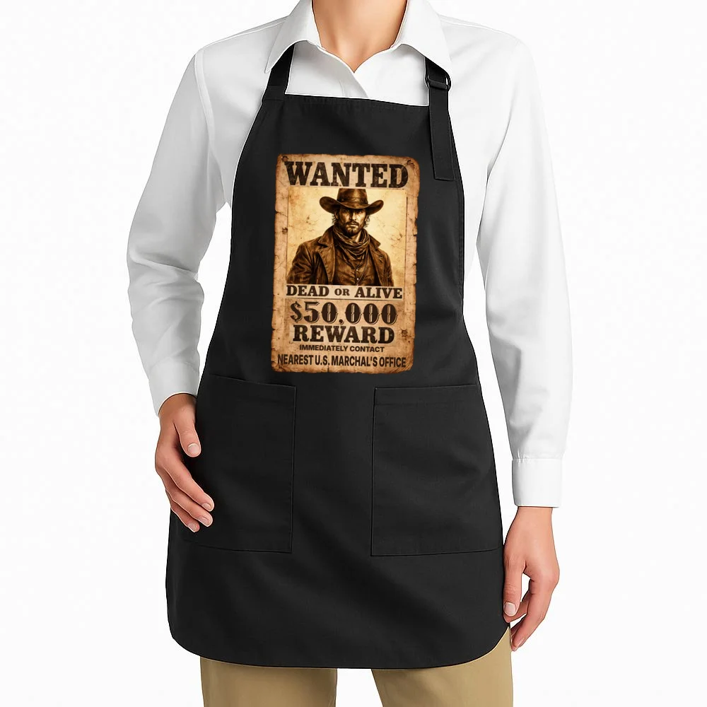 Personalized Wanted Poster Custom Text Apron - Front 1